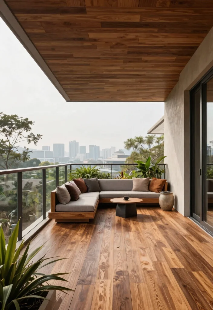 16 Balcony Pop Design Ideas With Trendy Ceiling Style - 11. Elevated Floors & Ceilings 1