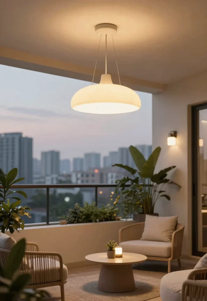 16 Balcony Pop Design Ideas With Trendy Ceiling Style - 12. Creative Ceiling Lighting 1