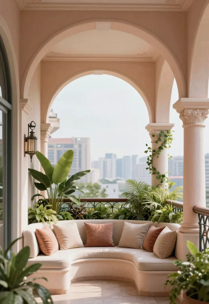 16 Balcony Pop Design Ideas With Trendy Ceiling Style - 14. Elegant Archways 1