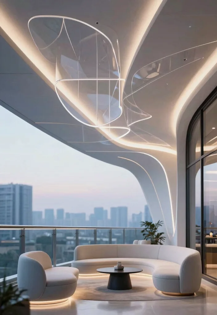 16 Balcony Pop Design Ideas With Trendy Ceiling Style - 16. Futuristic Ceiling Designs 1