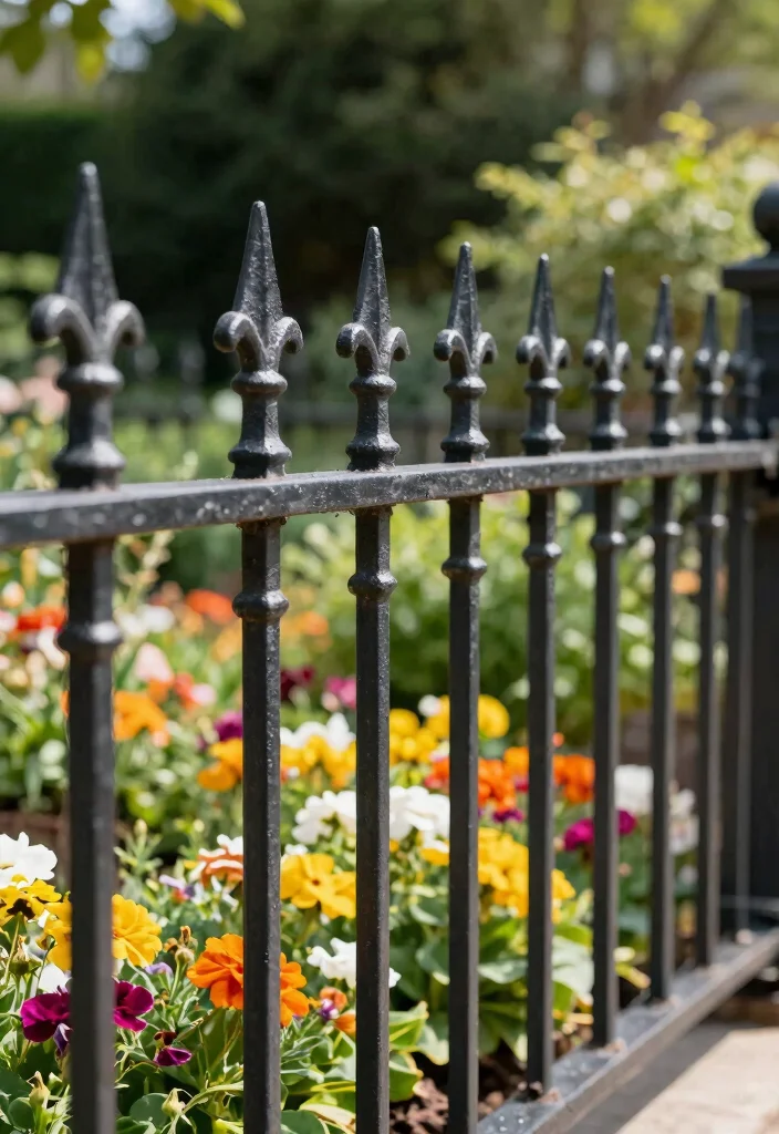 16 Cast Iron Fence Ideas With Classic Elegance - 15. Statement Top Finials 1