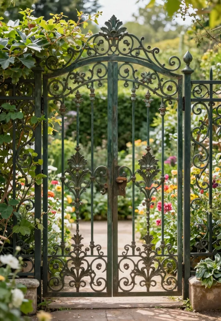 16 Cast Iron Fence Ideas With Classic Elegance - 4. Ornate Garden Gates 1