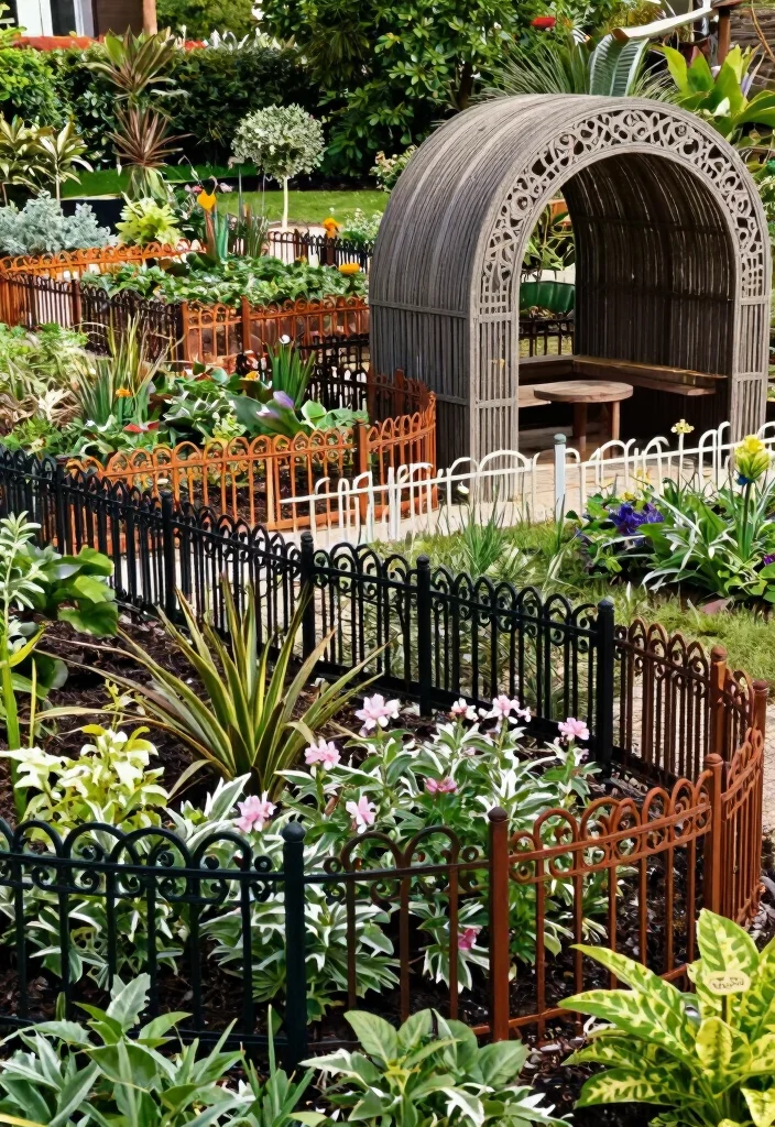 16 Cast Iron Fence Ideas With Classic Elegance - 7. Layered Fencing for Depth 1