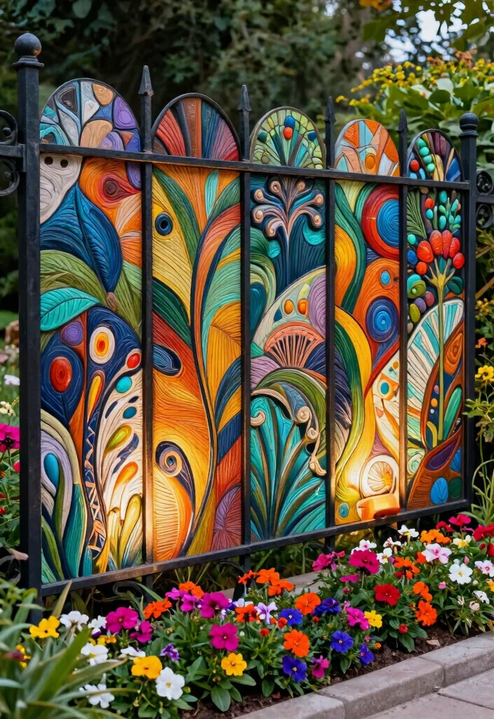 16 Cast Iron Fence Ideas With Classic Elegance - 9. Artistic Panel Designs 1