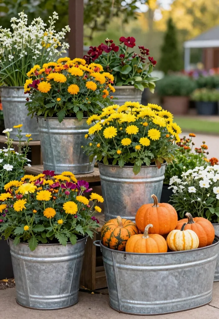 16 Galvanized Planter Ideas With Rustic Farmhouse Vibes - 12. Galvanized Planter for Seasonal Displays 1