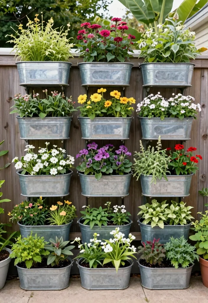 16 Galvanized Planter Ideas With Rustic Farmhouse Vibes - 16. Galvanized Planter Wall of Fame 1
