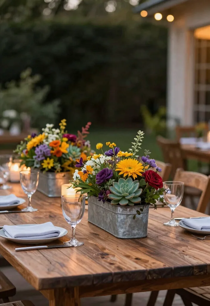 16 Galvanized Planter Ideas With Rustic Farmhouse Vibes - 2. Galvanized Planter Centerpieces 1