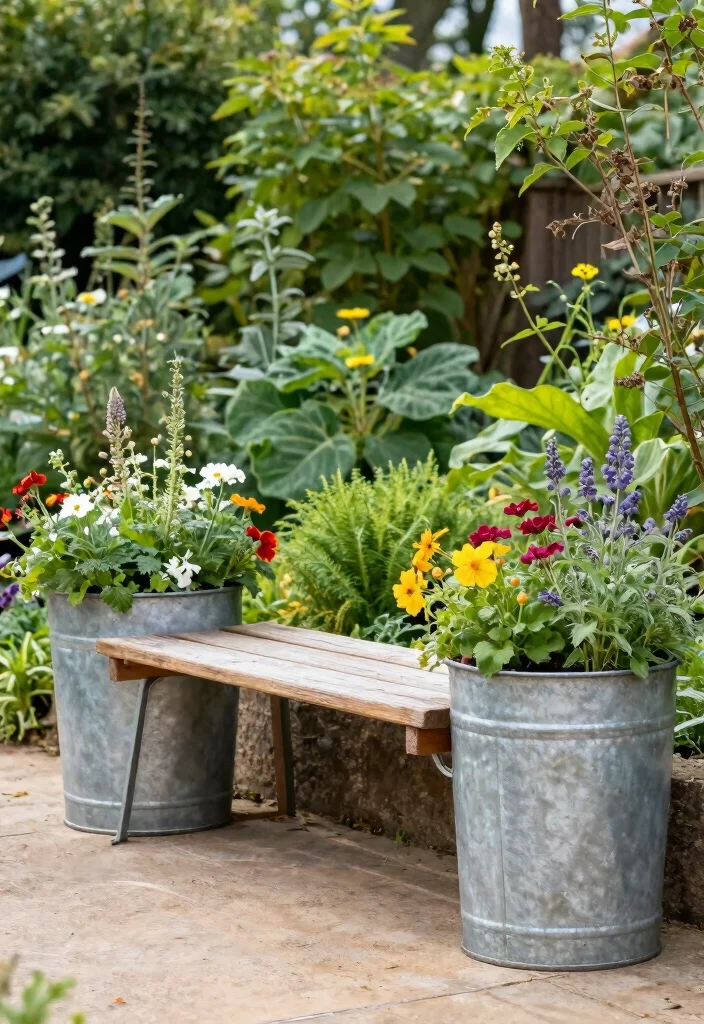 16 Galvanized Planter Ideas With Rustic Farmhouse Vibes - 4. Galvanized Planter Bench 1