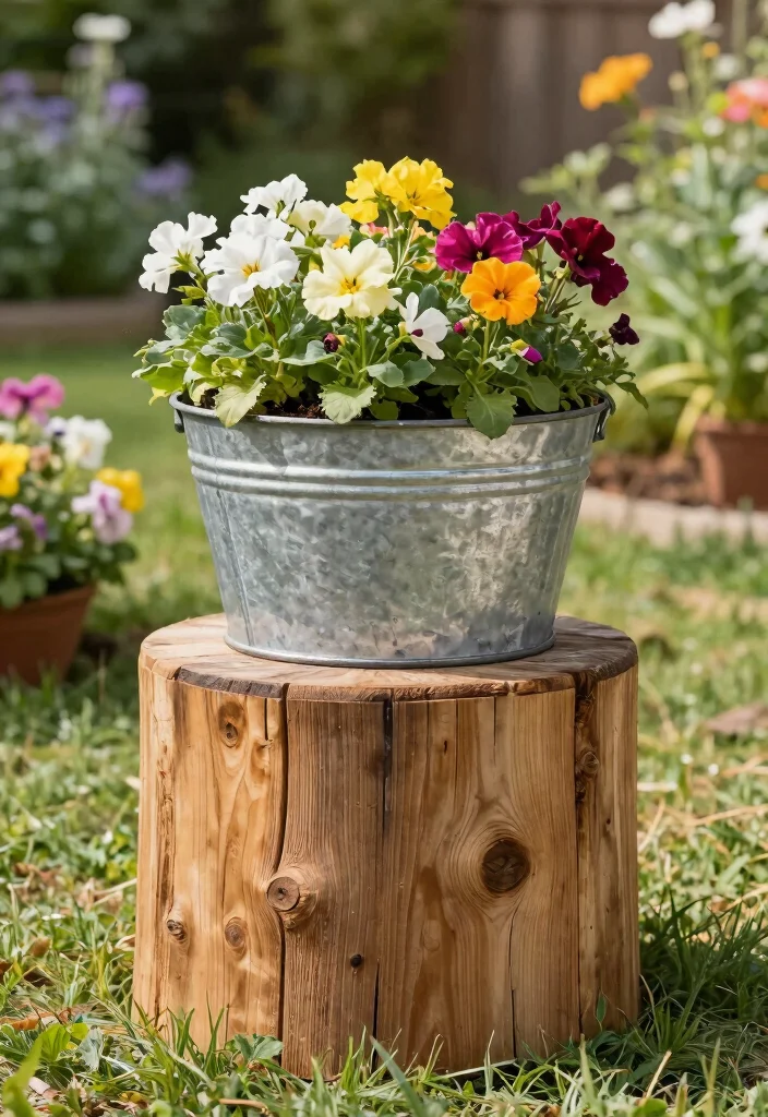 16 Galvanized Planter Ideas With Rustic Farmhouse Vibes - 5. Galvanized Planter with a Wooden Base 1