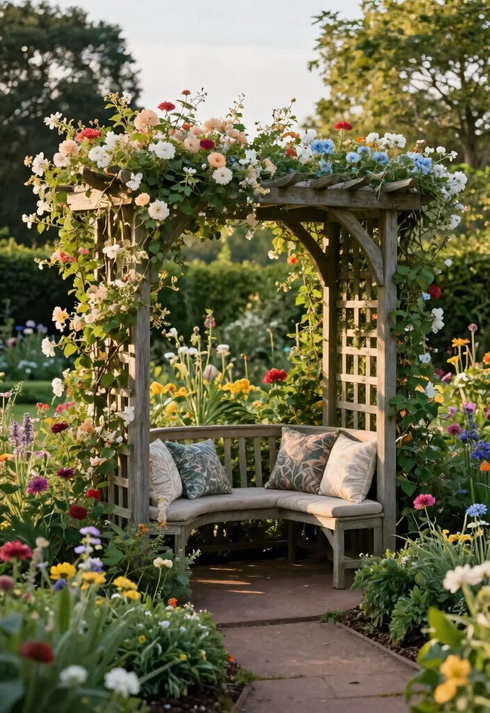 16 Garden Trellis 2026 Trending Ideas With Beautiful Vertical Style - 11. Trellis with Bench Seating 1