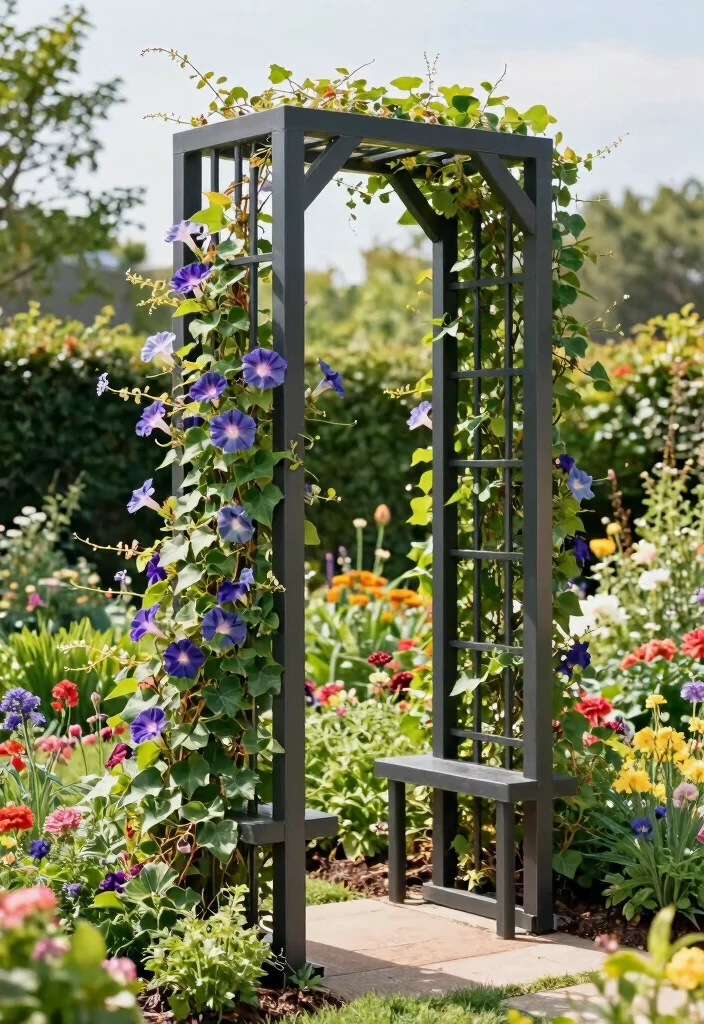 16 Garden Trellis 2026 Trending Ideas With Beautiful Vertical Style - 12. Modern Steel Trellis 1