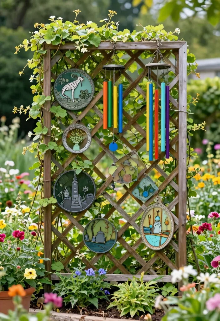 16 Garden Trellis 2026 Trending Ideas With Beautiful Vertical Style - 14. Trellis with Garden Art 1