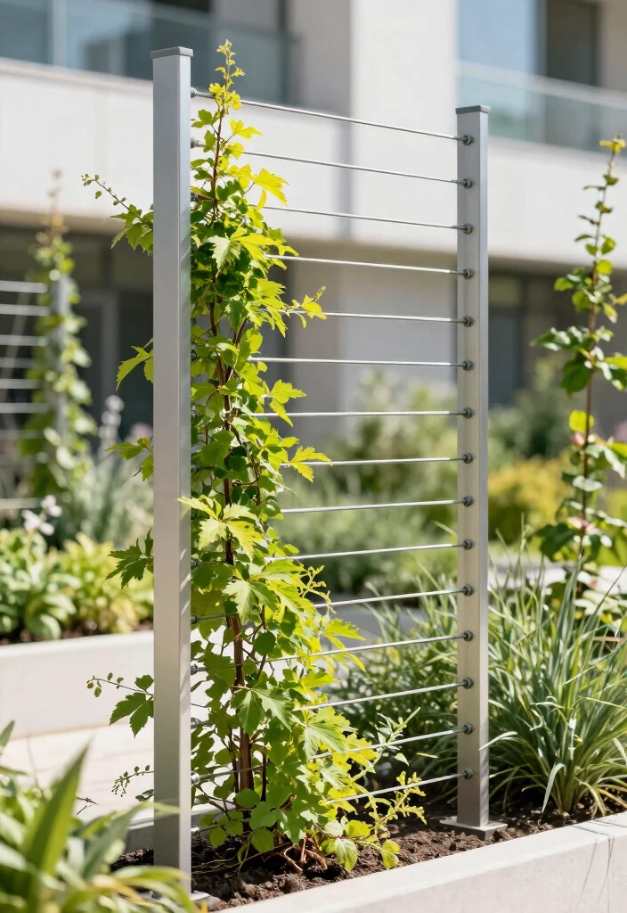 16 Garden Trellis 2026 Trending Ideas With Beautiful Vertical Style - 5. Vertical Cable Trellis 1