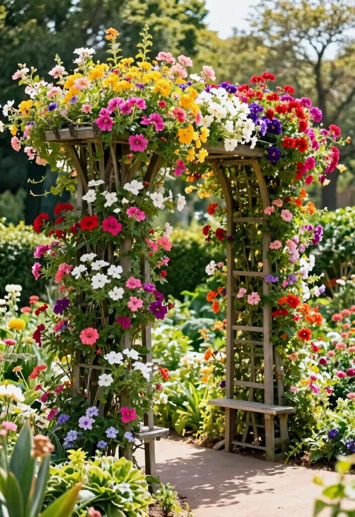 16 Garden Trellis 2026 Trending Ideas With Beautiful Vertical Style - 7. Flowering Climbing Frame 1