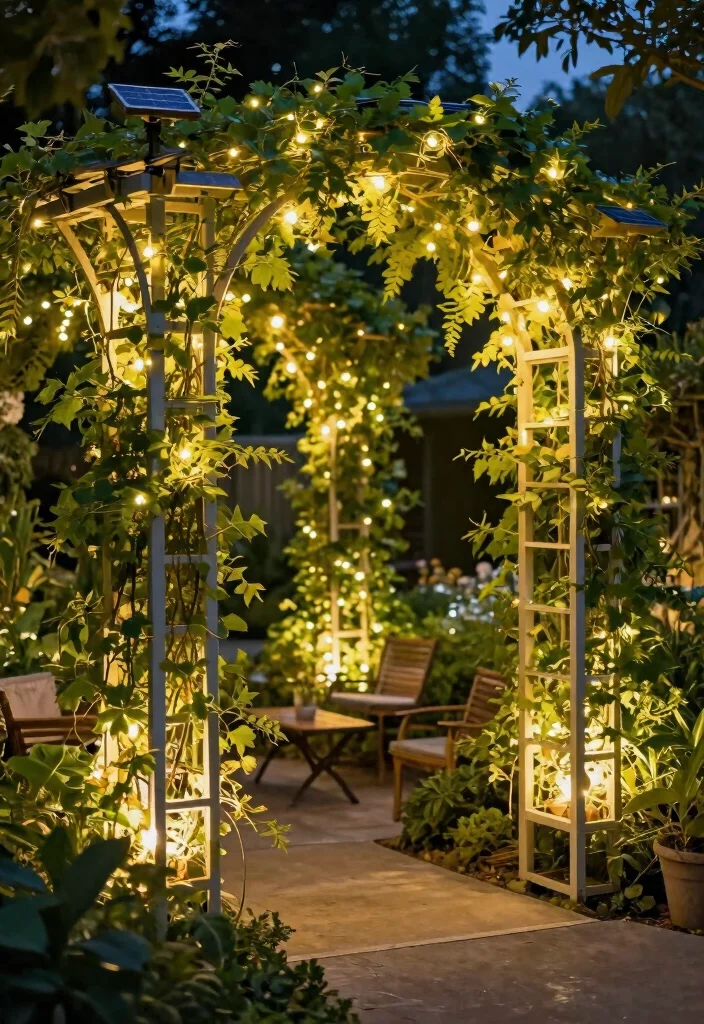 16 Garden Trellis 2026 Trending Ideas With Beautiful Vertical Style - 9. Trellis with Integrated Lighting 1