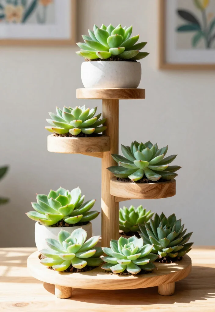 16 Indoor Succulent Planter Ideas With Minimal Style 11 16 Indoor Succulent Planter Ideas With Minimal Style - 11. Layered Plant Stands 1