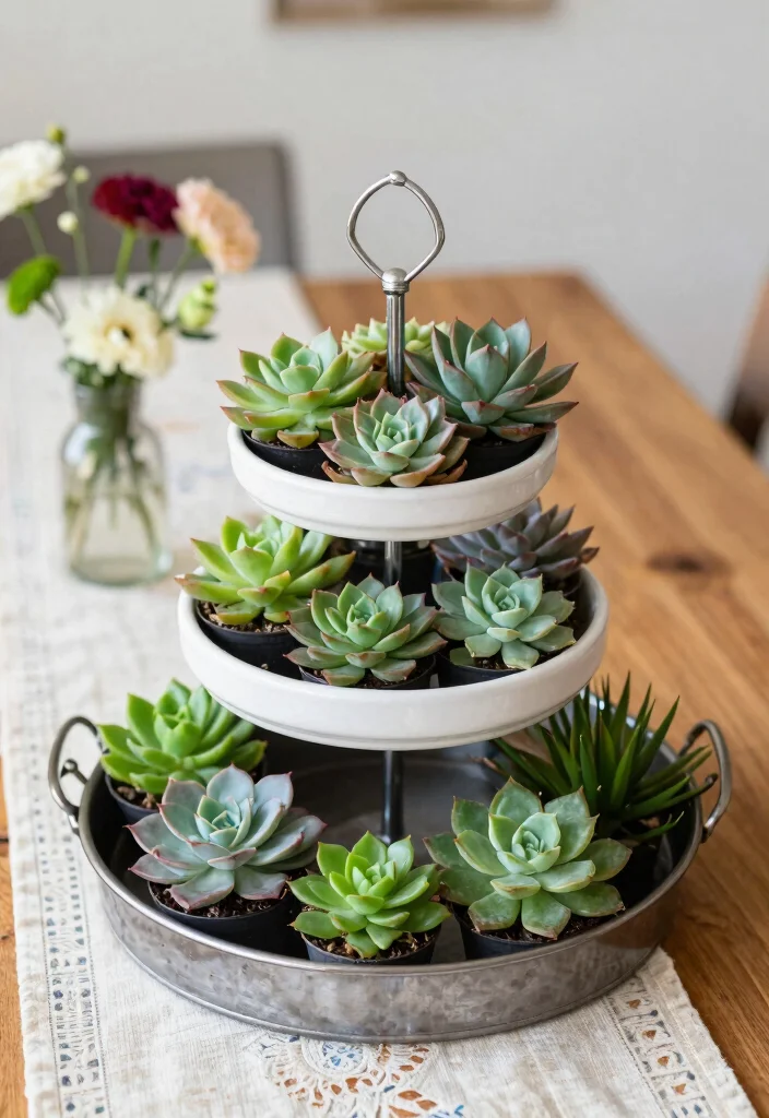 16 Indoor Succulent Planter Ideas With Minimal Style 12 16 Indoor Succulent Planter Ideas With Minimal Style - 12. Tiered Serving Trays 1