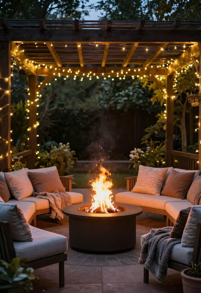 16 Pergola on Patio Ideas That Elevate Outdoor Living - 10. Pergola with Fire Pit 1
