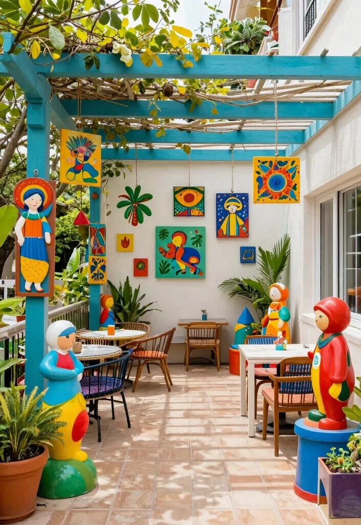 16 Pergola on Patio Ideas That Elevate Outdoor Living - 14. Pergola with Outdoor Artwork 1