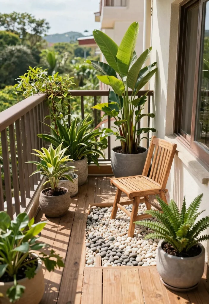 16 Terrace Ideas for Small Balcony Design That Feel Spacious - 10. Incorporate Natural Elements 1