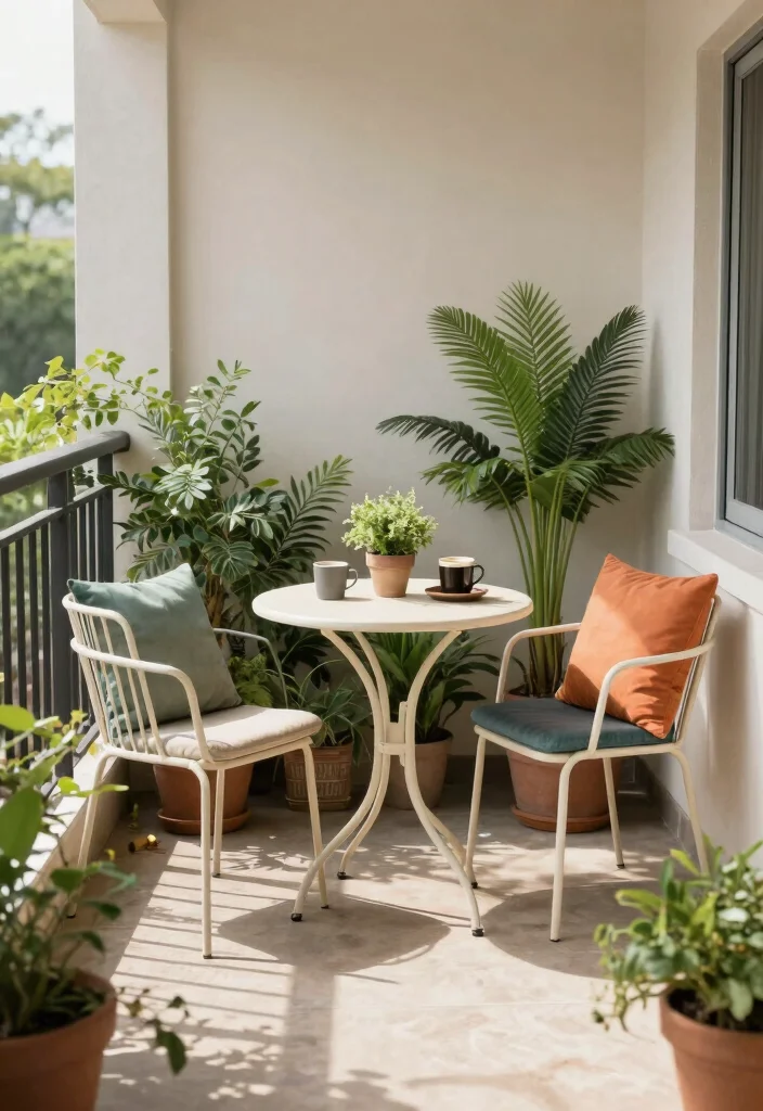 16 Terrace Ideas for Small Balcony Design That Feel Spacious - 2. Choose Compact Furniture 1