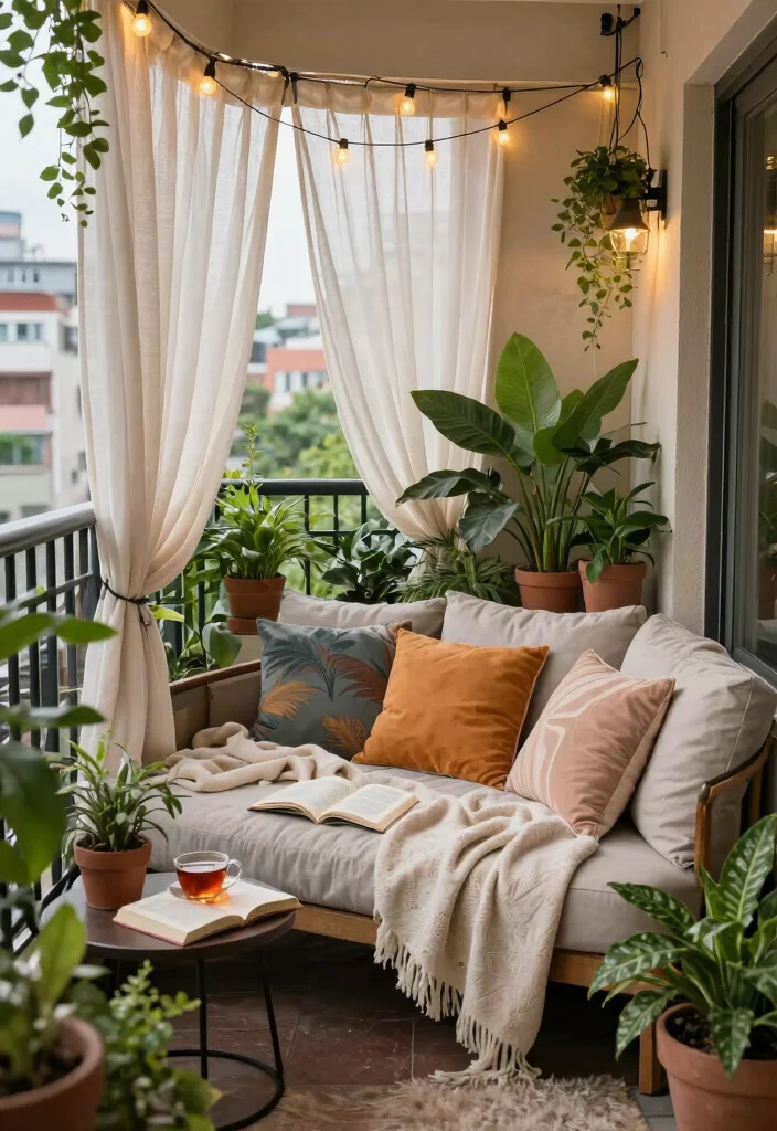 16 Terrace Ideas for Small Balcony Design That Feel Spacious - 3. Create a Cozy Nook 1