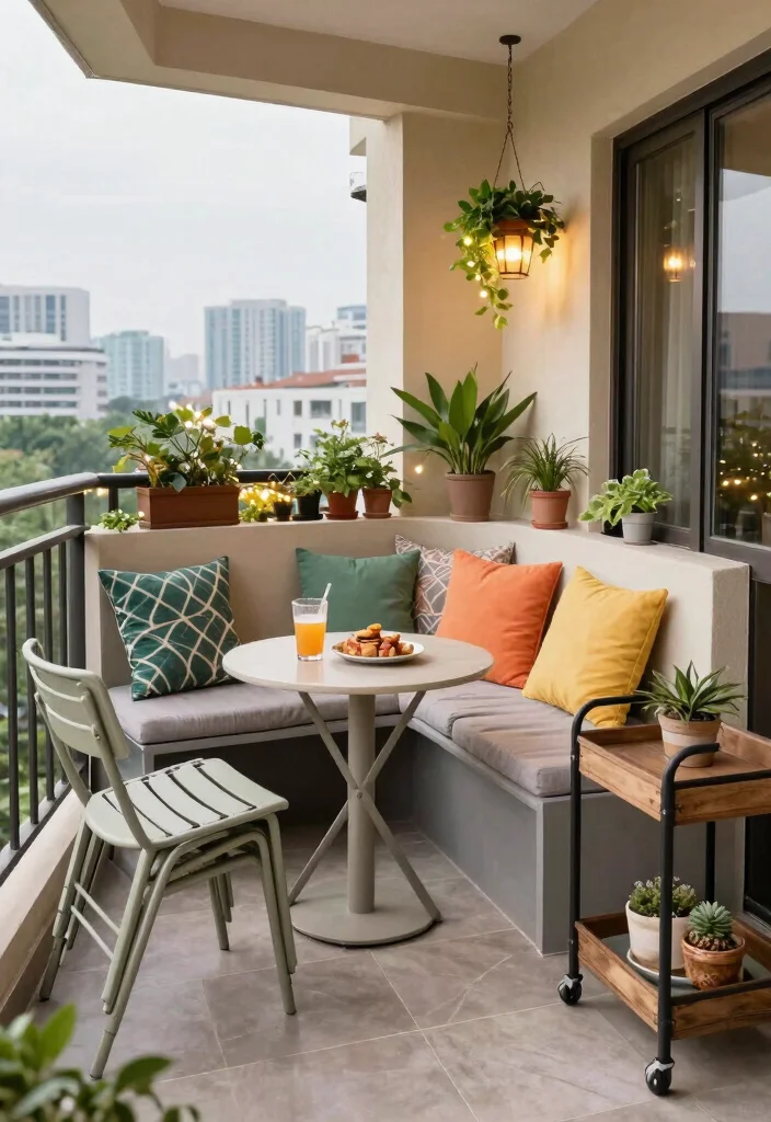 16 Terrace Ideas for Small Balcony Design That Feel Spacious - 4. Utilize Multi-Functional Pieces 1