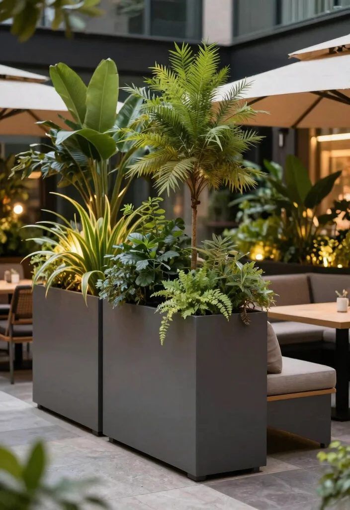 16 Terrace Privacy Ideas That Feel Secluded & Stylish 10 16 Terrace Privacy Ideas That Feel Secluded & Stylish - 10. Stylish Planters as Dividers 1