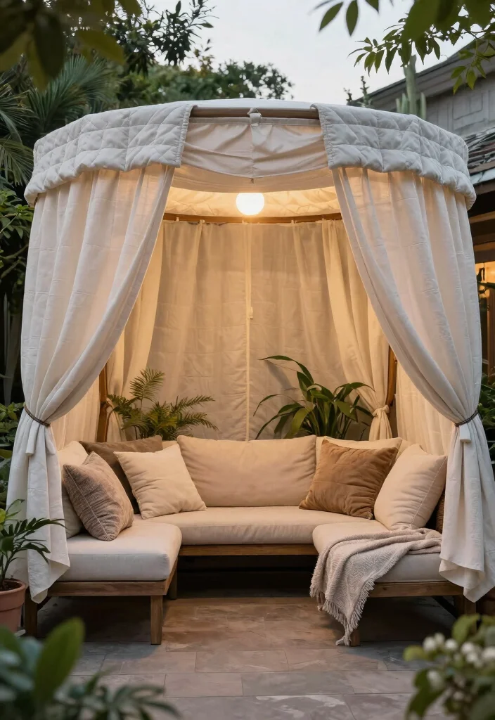 16 Terrace Privacy Ideas That Feel Secluded & Stylish 16 16 Terrace Privacy Ideas That Feel Secluded & Stylish - 16. Quilted Privacy Canopies 1