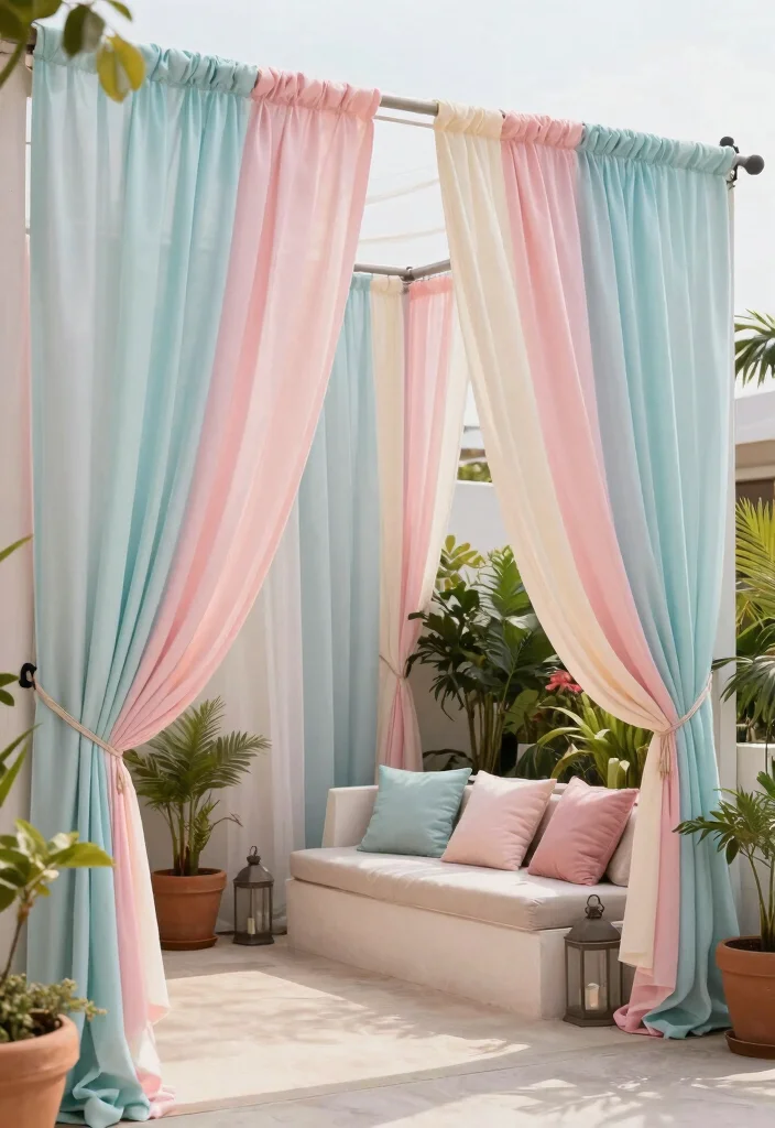 16 Terrace Privacy Ideas That Feel Secluded & Stylish 3 16 Terrace Privacy Ideas That Feel Secluded & Stylish - 3. Outdoor Curtains 1