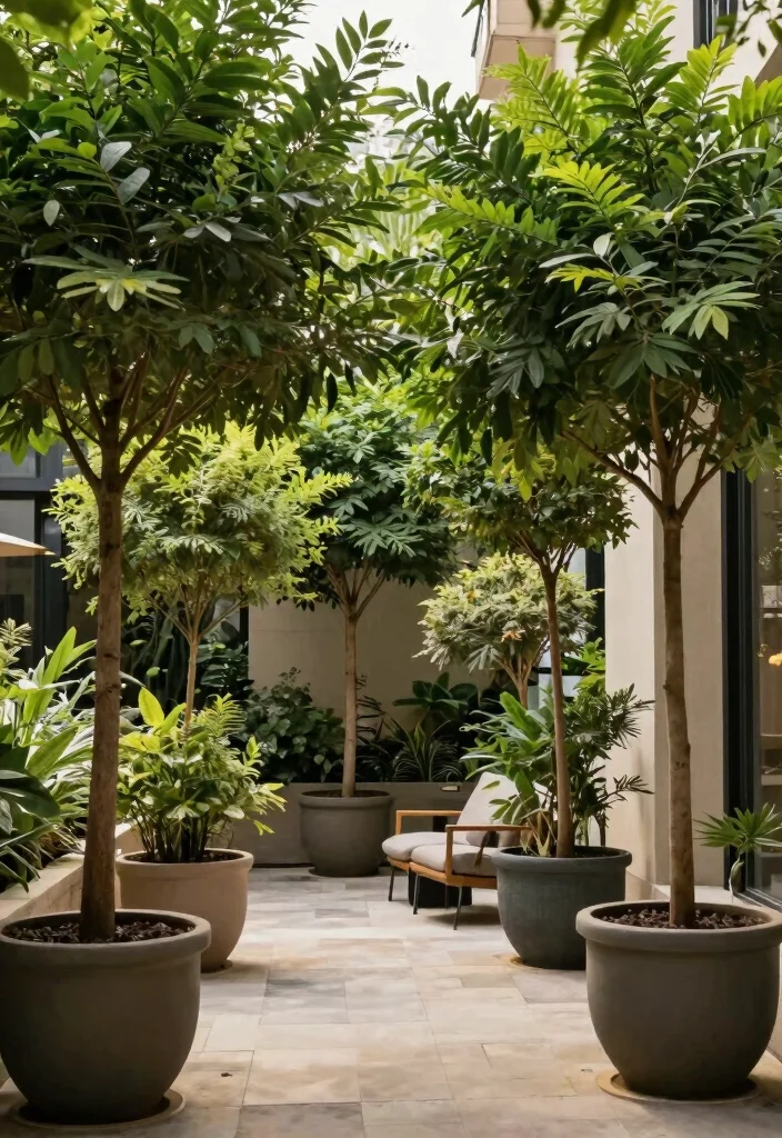 16 Terrace Privacy Ideas That Feel Secluded & Stylish 5 16 Terrace Privacy Ideas That Feel Secluded & Stylish - 5. Potted Trees 1