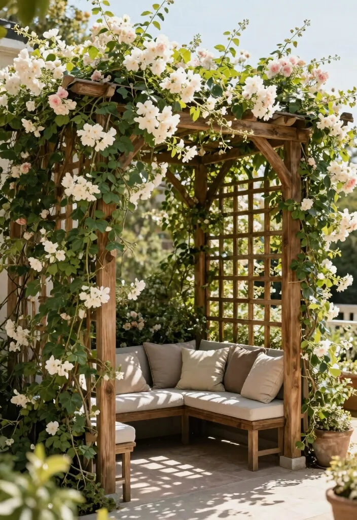 16 Terrace Privacy Ideas That Feel Secluded & Stylish 6 16 Terrace Privacy Ideas That Feel Secluded & Stylish - 6. Trellis with Climbing Vines 1