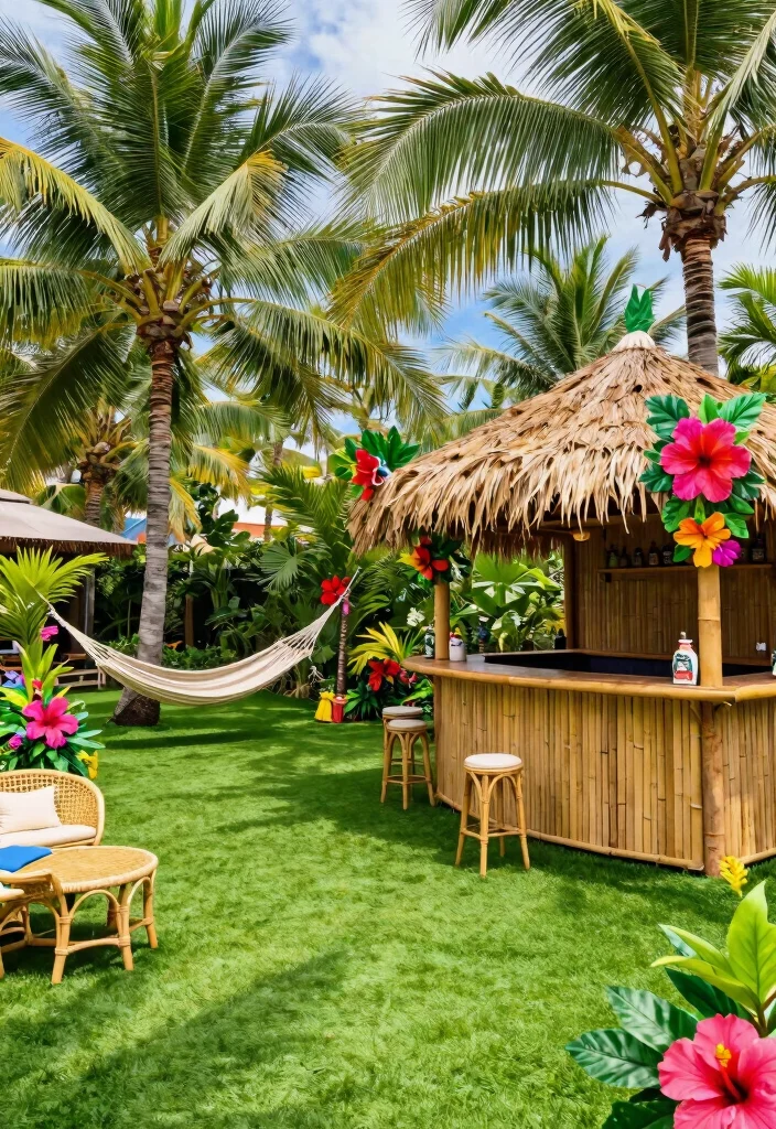 17 Artificial Grass Backyard 2026 Trending Ideas With Low Maintenance Charm - 12. Tropical Paradise 1