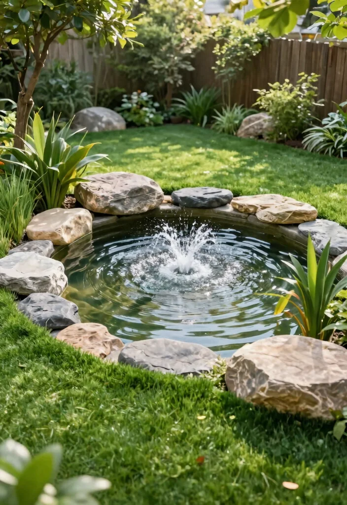 17 Artificial Grass Backyard 2026 Trending Ideas With Low Maintenance Charm - 17. Integration of Water Features 1