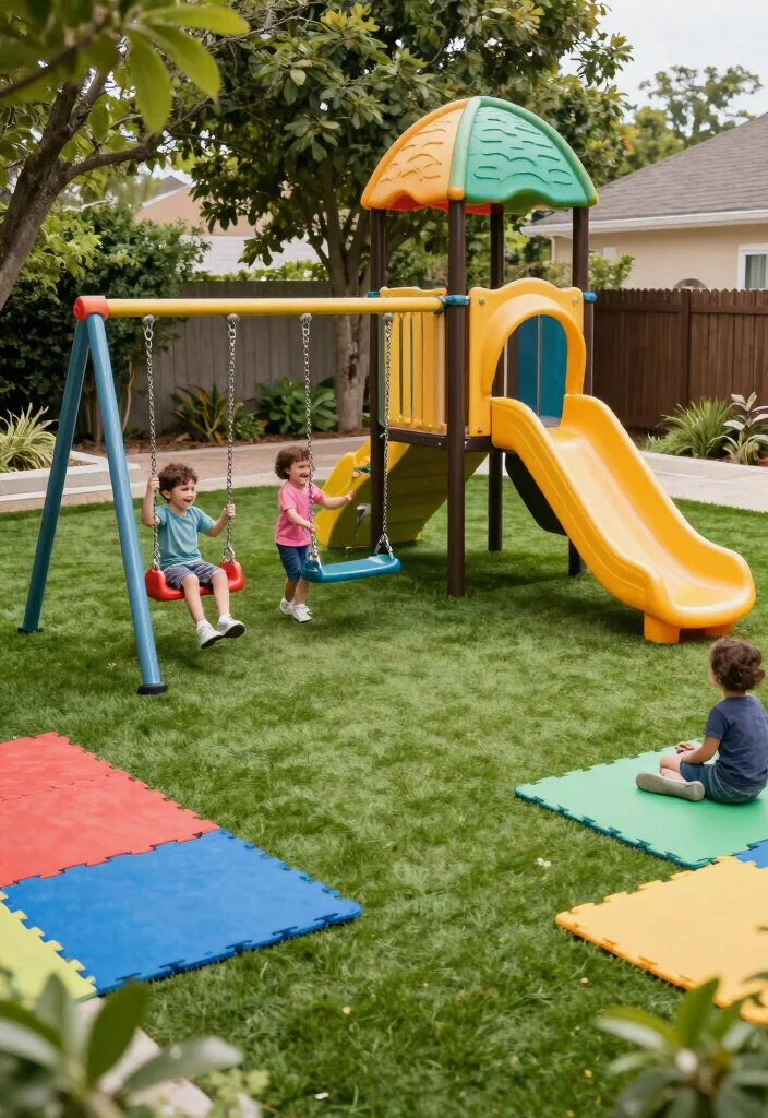 17 Artificial Grass Backyard 2026 Trending Ideas With Low Maintenance Charm - 4. Playground for Kids 1