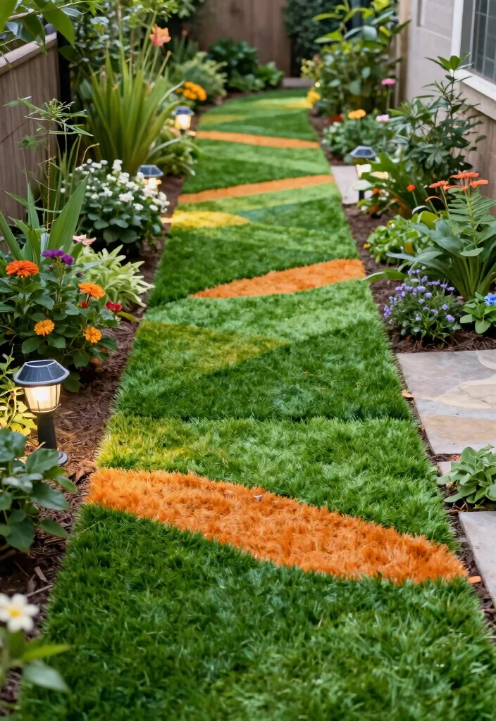 17 Artificial Grass Backyard 2026 Trending Ideas With Low Maintenance Charm - 6. Artistic Pathways 1