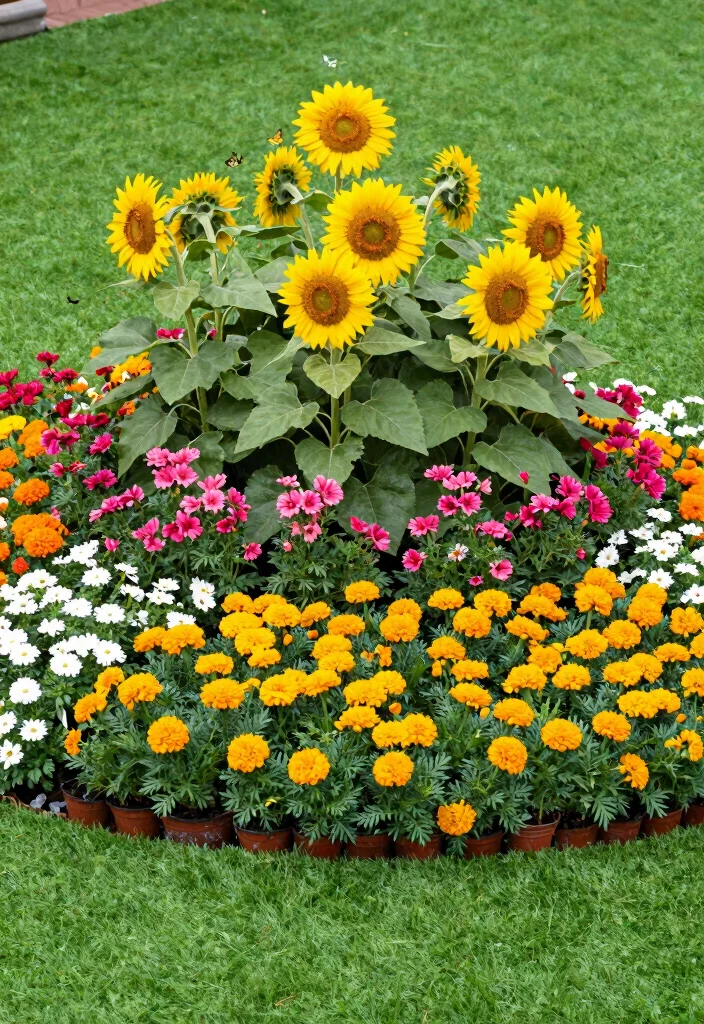 17 Artificial Grass Backyard 2026 Trending Ideas With Low Maintenance Charm - 8. Colorful Flower Beds 1