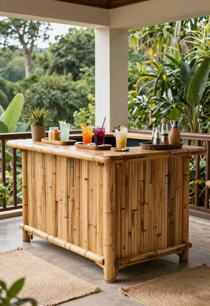 17 Bar Unit in Balcony Ideas for Stylish Entertaining - 12. Sustainable Bamboo Bar 1