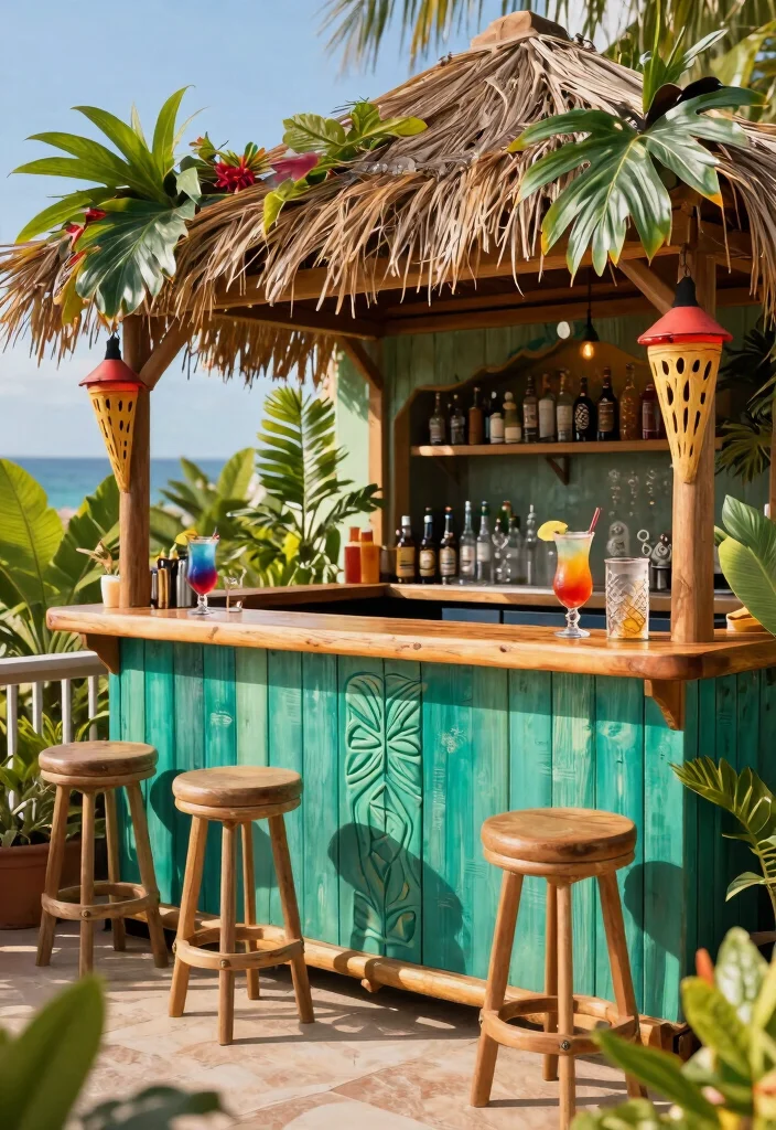 17 Bar Unit in Balcony Ideas for Stylish Entertaining - 13. Playful Themed Bar 1