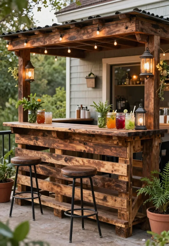 17 Bar Unit in Balcony Ideas for Stylish Entertaining - 4. Rustic Pallet Bar 1
