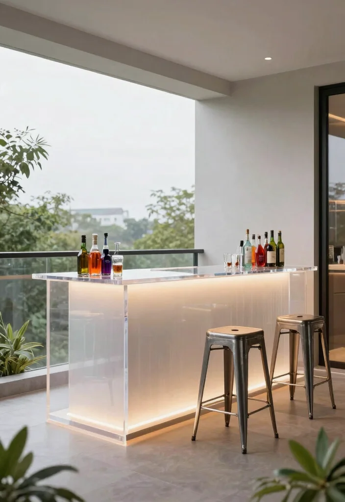 17 Bar Unit in Balcony Ideas for Stylish Entertaining - 8. Modern Acrylic Bar Unit 1