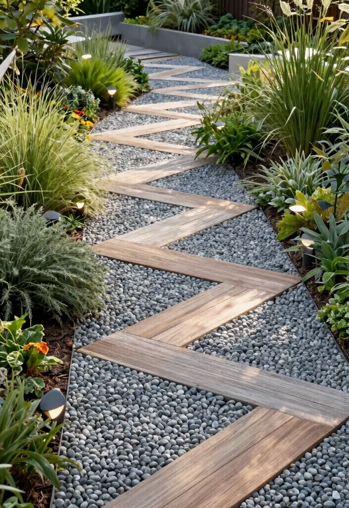 17 Contemporary Backyard Landscaping Ideas With Clean Lines - 1. Geometric Pathways 1