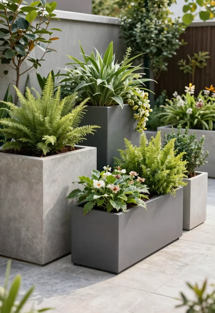 17 Contemporary Backyard Landscaping Ideas With Clean Lines - 13. Architectural Planters 1