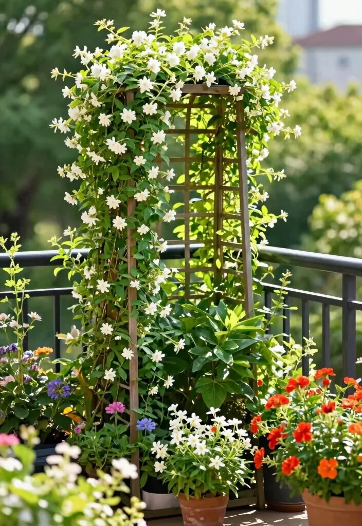 17 Garden on Balcony Ideas That Create a Mini Oasis 16 17 Garden on Balcony Ideas That Create a Mini Oasis - 16. Trellis as a Focal Point 1
