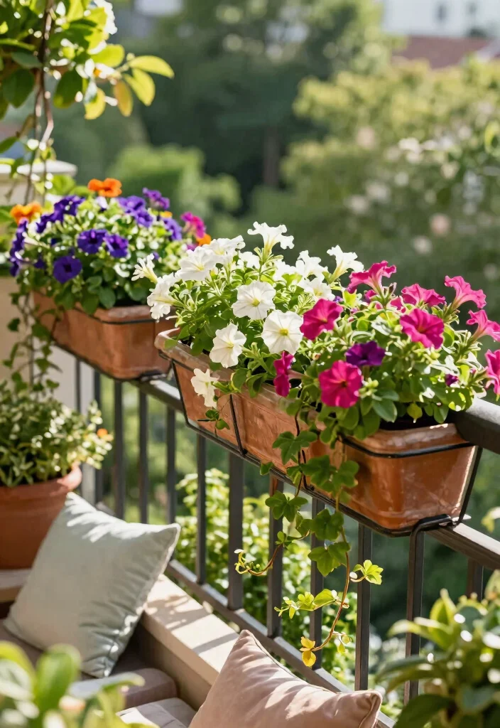 17 Garden on Balcony Ideas That Create a Mini Oasis 6 17 Garden on Balcony Ideas That Create a Mini Oasis - 6. Garden Rail Planters 1