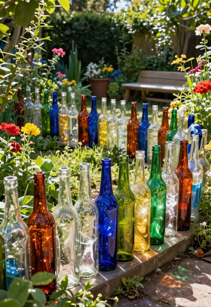 17 Green Garden Fence Ideas With Natural Vibes 16 17 Green Garden Fence Ideas With Natural Vibes - 16. Recycled Glass Bottle Fencing 1