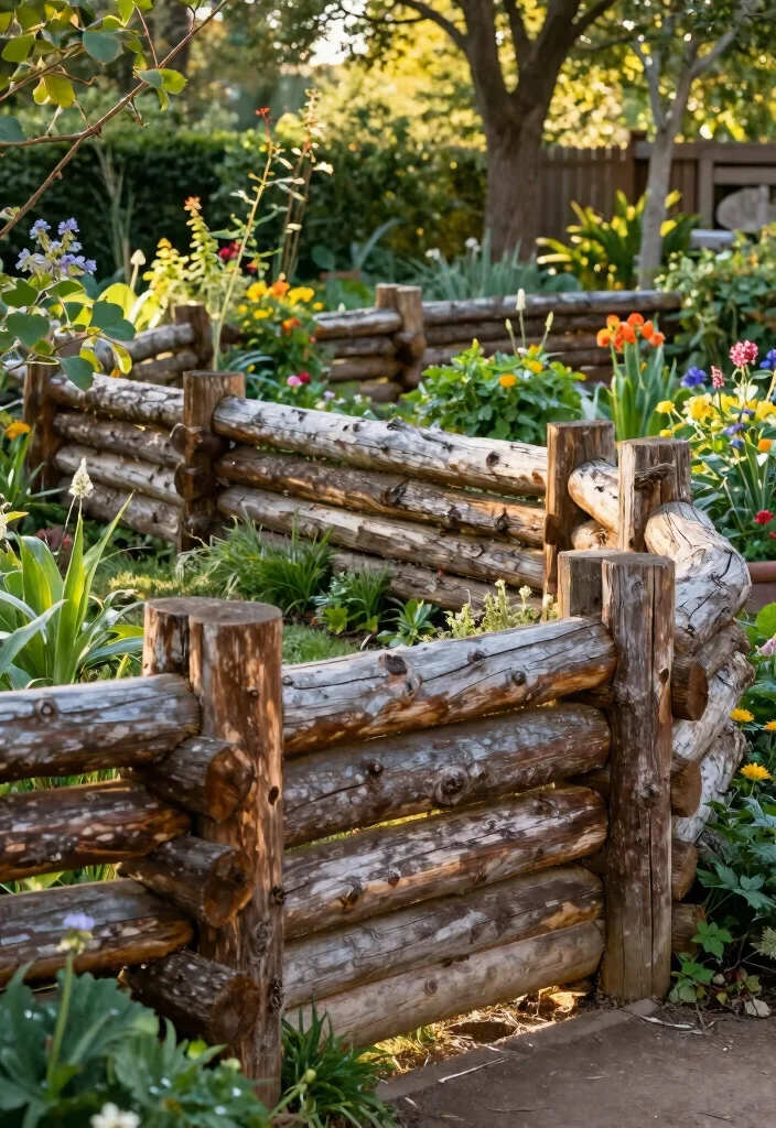 17 Green Garden Fence Ideas With Natural Vibes 17 17 Green Garden Fence Ideas With Natural Vibes - 17. Rustic Log Fencing 1