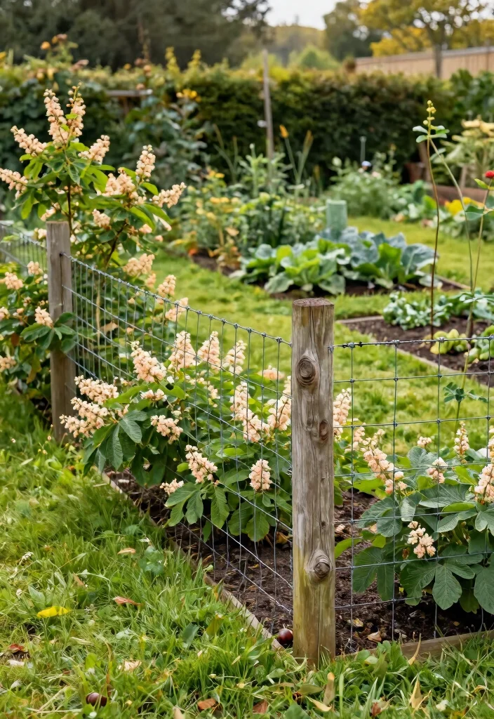 17 Green Garden Fence Ideas With Natural Vibes 7 17 Green Garden Fence Ideas With Natural Vibes - 7. Chestnut Post and Wire Fencing 1