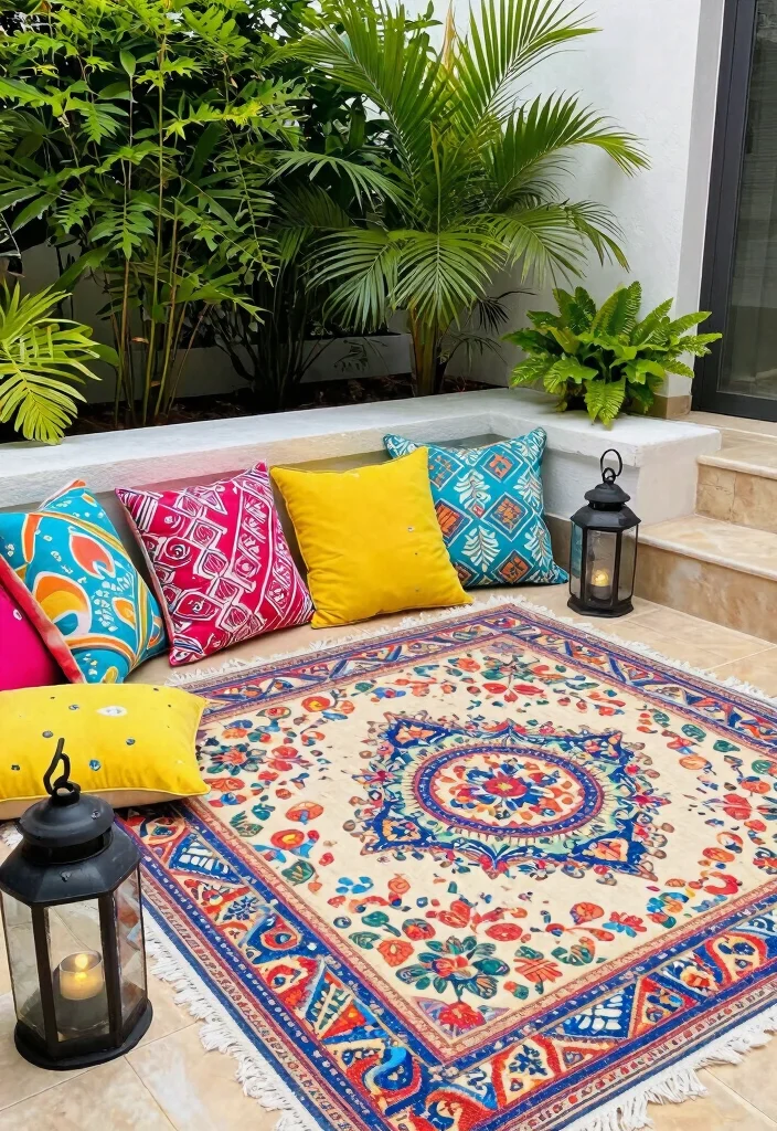 17 Ideas for Terrace That Transform Any Space - 6. Colorful Accessories 1