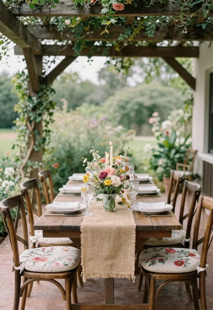 17 Pergola Wedding Decorations Ideas With Romantic Drapes - 10. Charming Table Settings 1